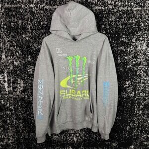 Y2k Monster Energy Dc Grey Hoodie With Blue Sleeve Hits Size L